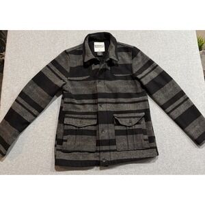 Ezekiel Jacket Hoodie w/Snaps & Zipper Skateboard Skater Gray Black Stripes Sz L